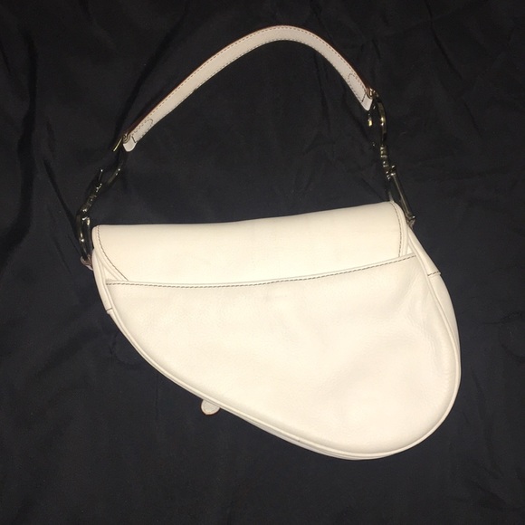 Authentic Christian Dior white leather saddle bag - Picture 2 of 12
